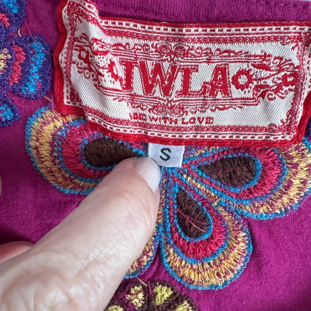 JWLA JOHNNY WAS PINK EMBROIDERED BOHO TOP SZ S - Picture 10 of 11